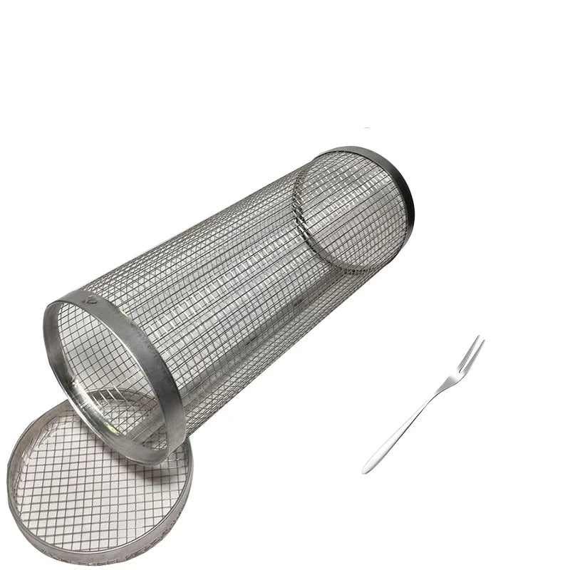 Rolling BBQ Basket Grilling Basket Ever Round Stainless Steel Grill Mesh | Bowlift