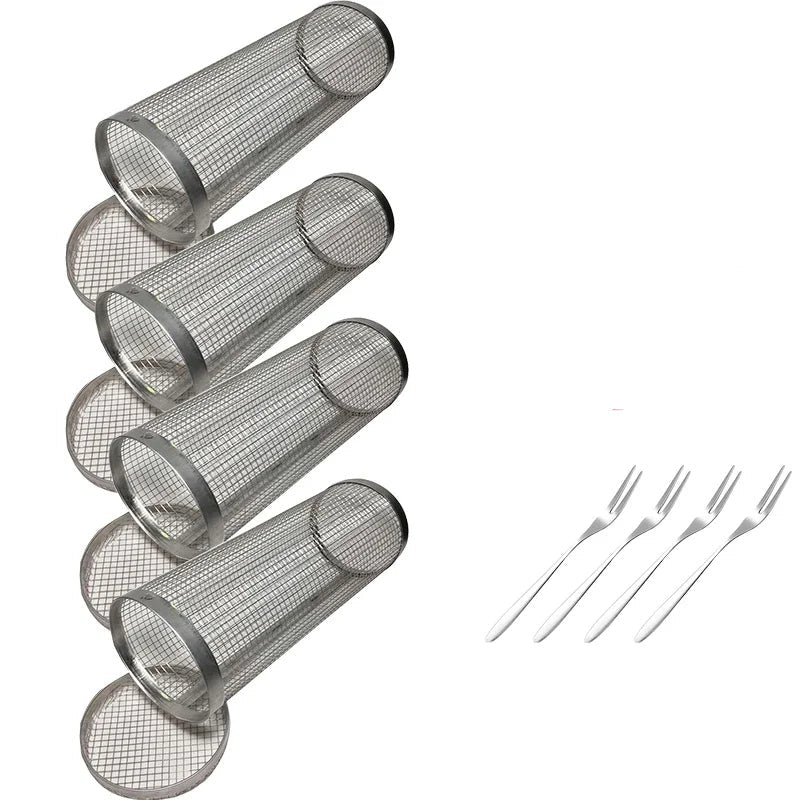 Rolling BBQ Basket Grilling Basket Ever Round Stainless Steel Grill Mesh | Bowlift
