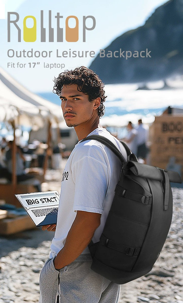 BowLift | ROLLTRAIL Rolltop Backpack – Expandable 17" Laptop Bag, Waterproof, Anti-Theft, Outdoor & Travel-Ready