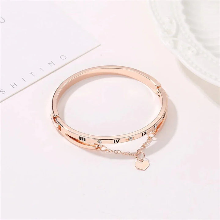 BowLift | Roman Numeral Heart Dangle Cuff Bracelet