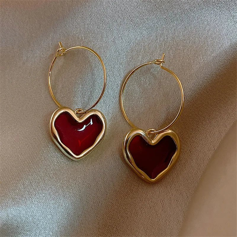BowLift | Romantic Burgundy Heart Earrings