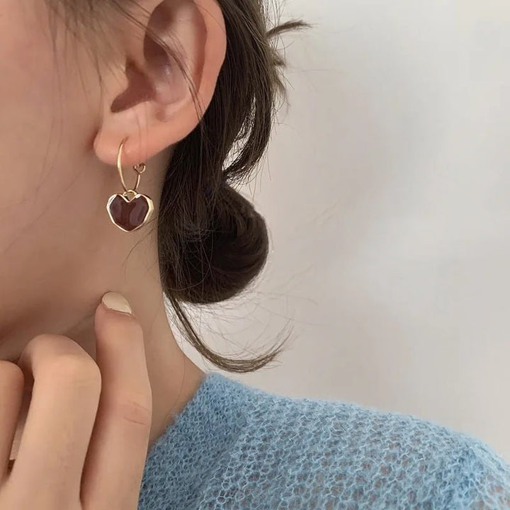 BowLift | Romantic Burgundy Heart Earrings