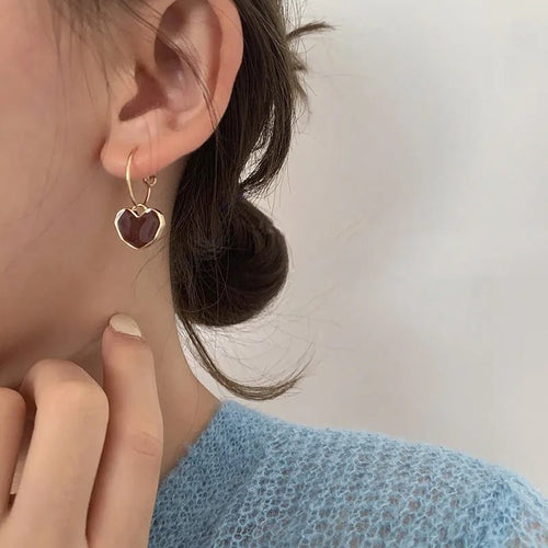 BowLift | Romantic Burgundy Heart Earrings