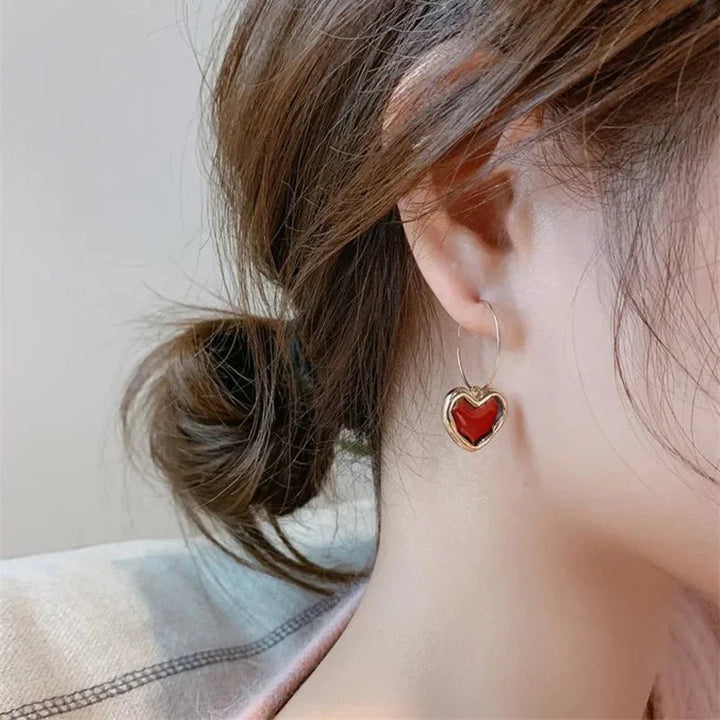 BowLift | Romantic Burgundy Heart Earrings