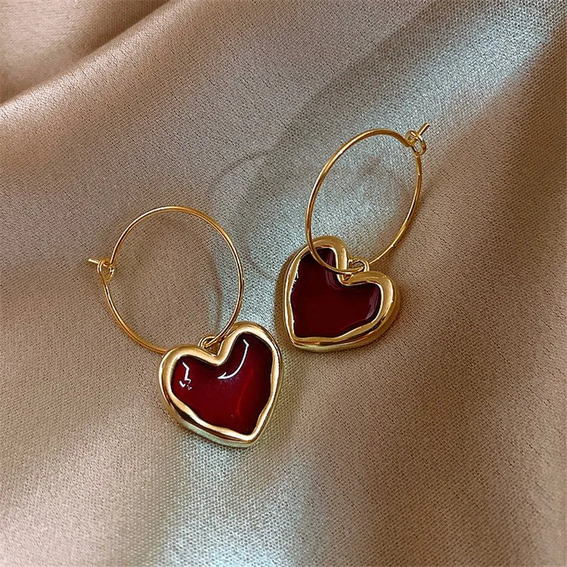 BowLift | Romantic Burgundy Heart Earrings