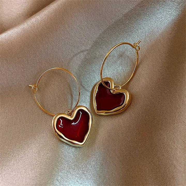 BowLift | Romantic Burgundy Heart Earrings