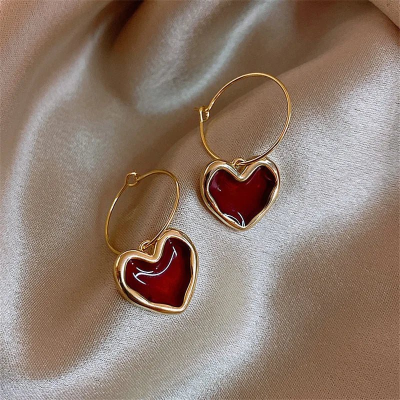 BowLift | Romantic Burgundy Heart Earrings