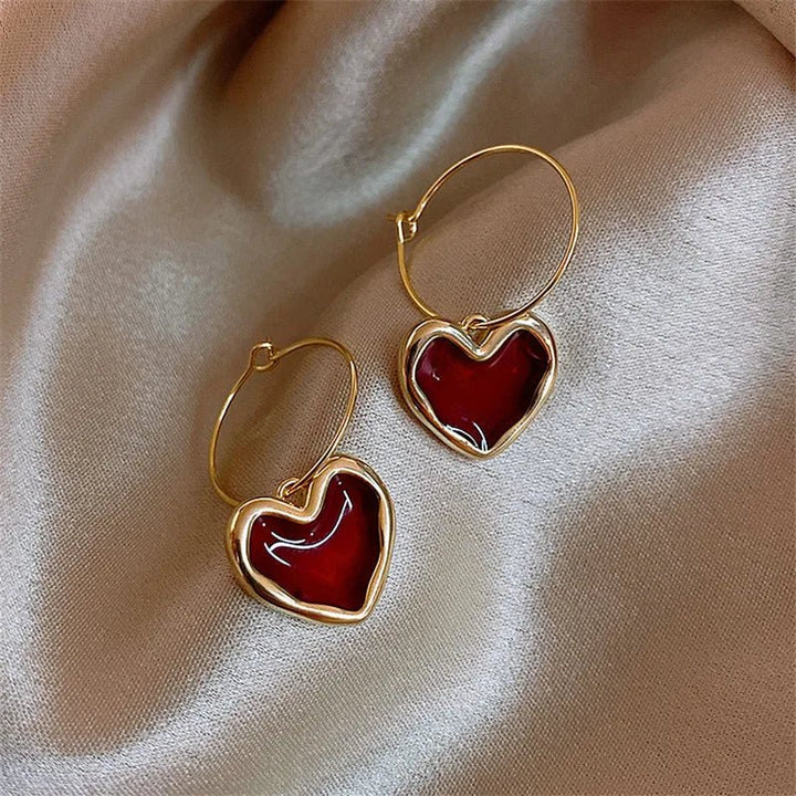 BowLift | Romantic Burgundy Heart Earrings