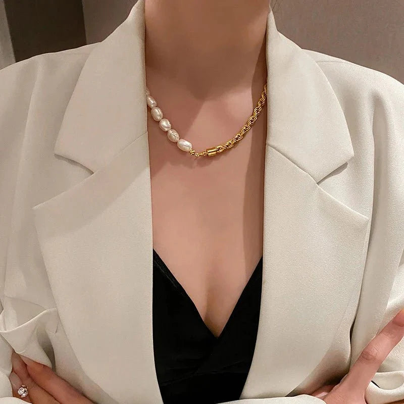 BowLift | Rope Chain Pearl Contrast Bracelet and Necklace
