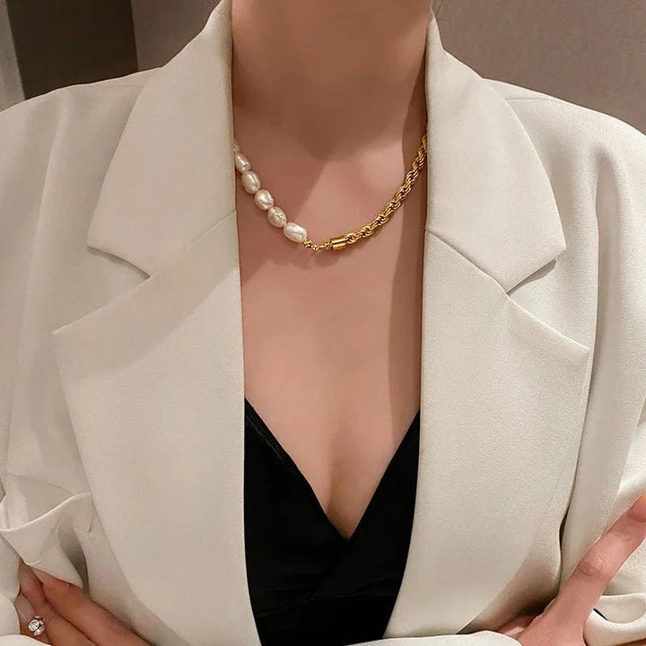BowLift | Rope Chain Pearl Contrast Bracelet and Necklace