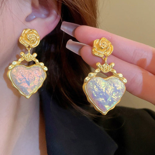 BowLift | Rose Floral Enamel Heart Earrings