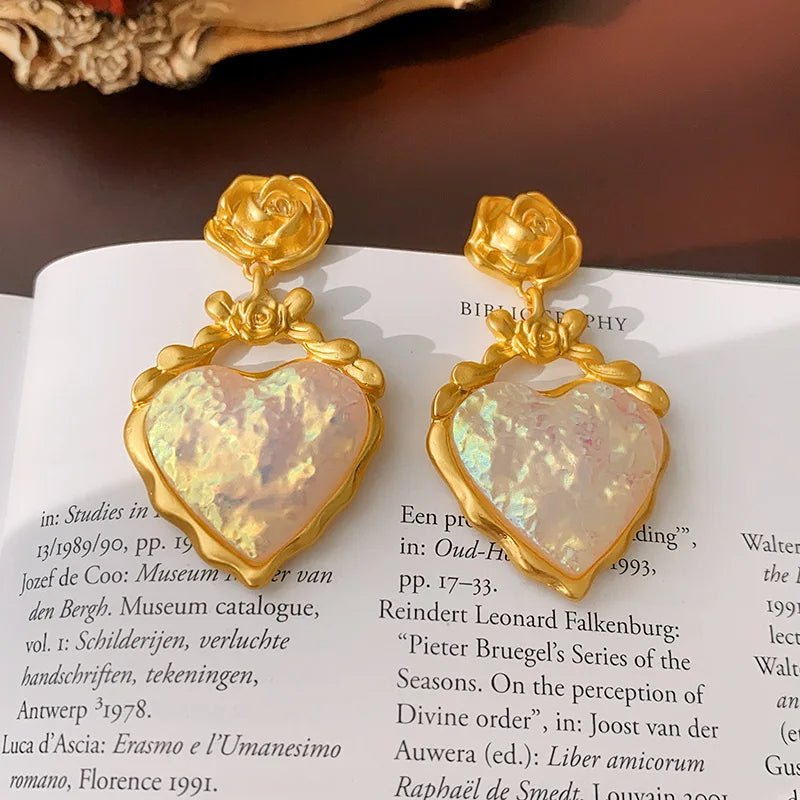 BowLift | Rose Floral Enamel Heart Earrings