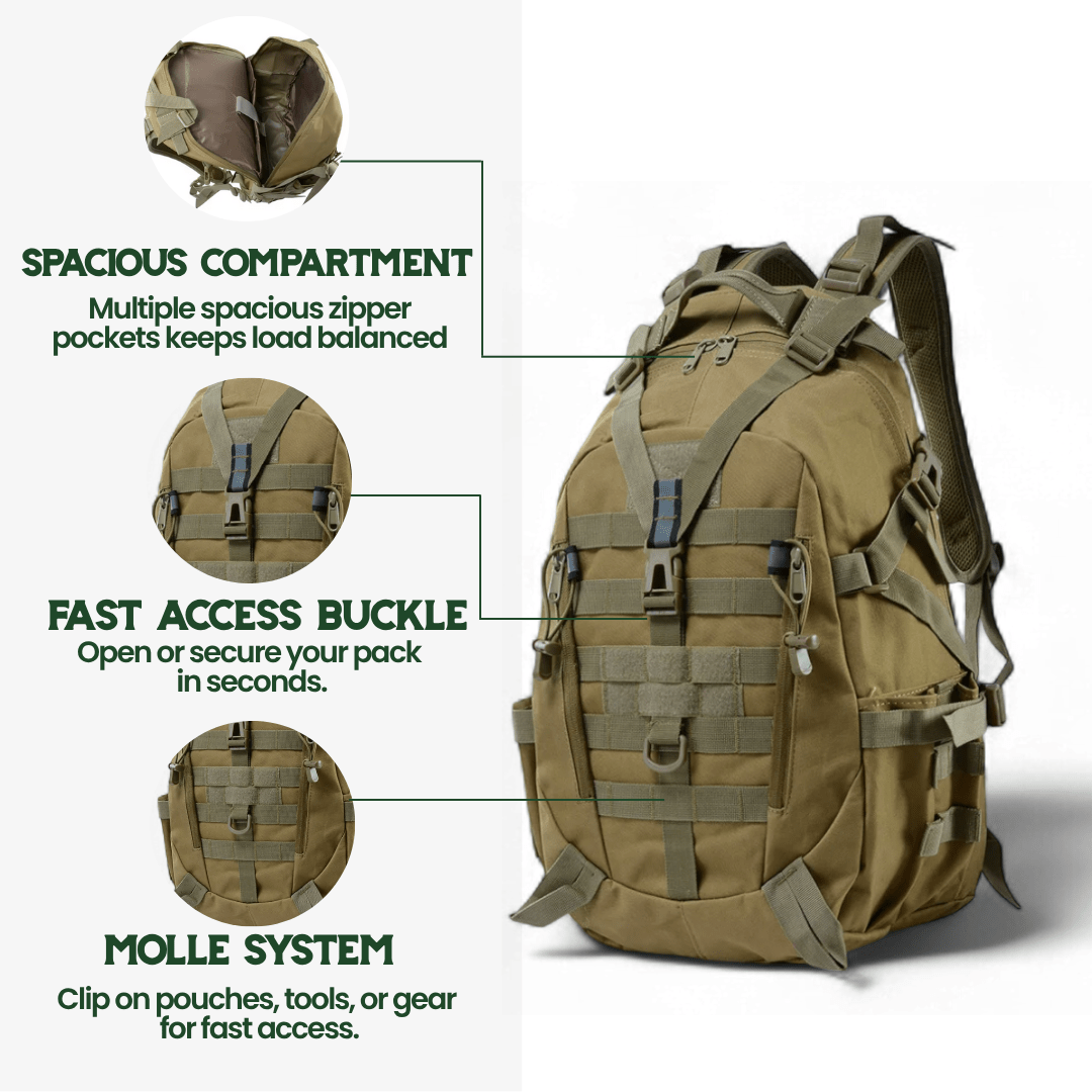 BowLift | ROVEX 40L – Tactical Backpack with MOLLE System & Water-Resistant Design