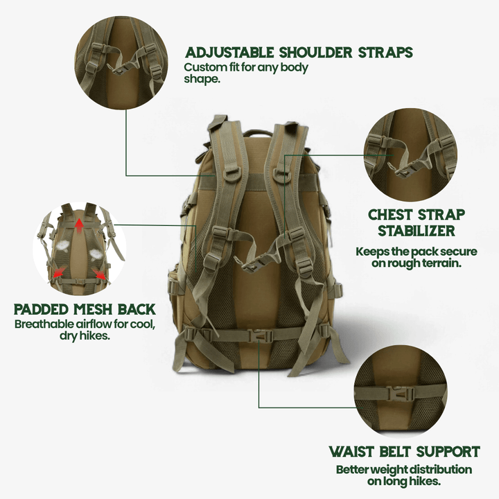 BowLift | ROVEX 40L – Tactical Backpack with MOLLE System & Water-Resistant Design