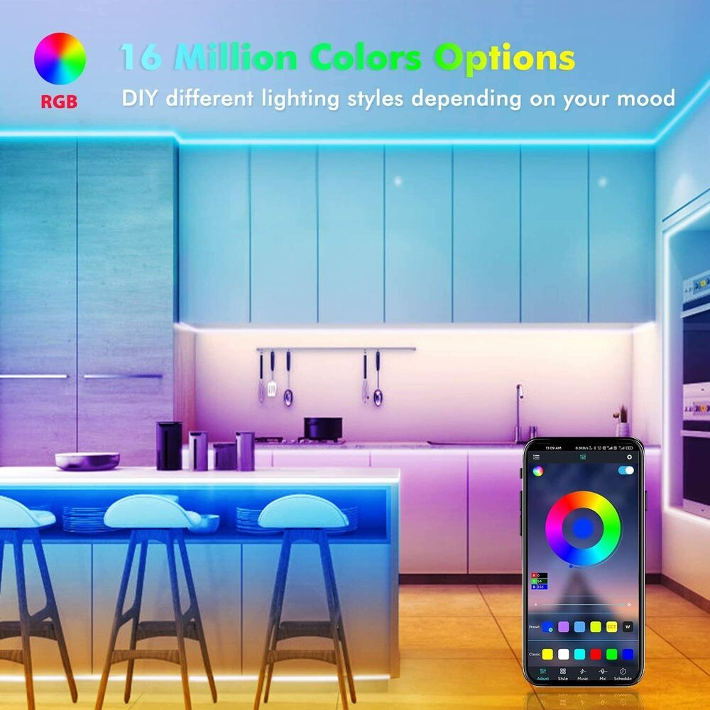 BowLift | LED Light Strip, 30 m, 15 m, Music Synchronization, Bluetooth, 5050, RGB Ambient Light with Remote Control