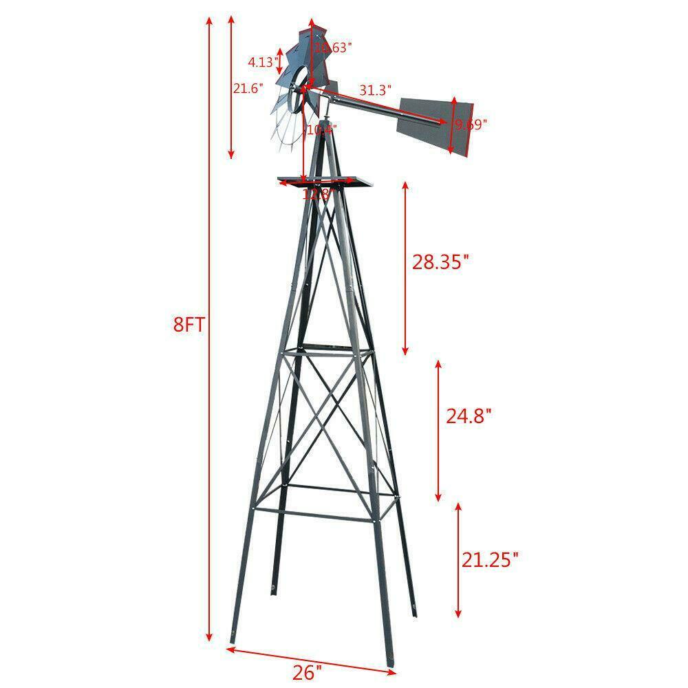 BowLift | Windmill 8FT Metal Ornamental - Garden Decoration