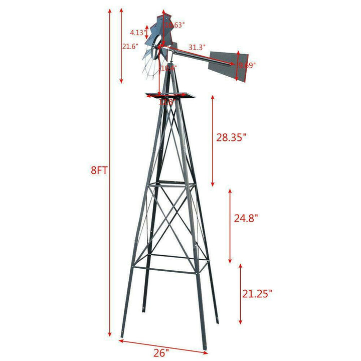 BowLift | Windmill 8FT Metal Ornamental - Garden Decoration