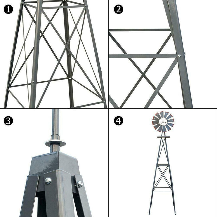 BowLift | Windmill 8FT Metal Ornamental - Garden Decoration