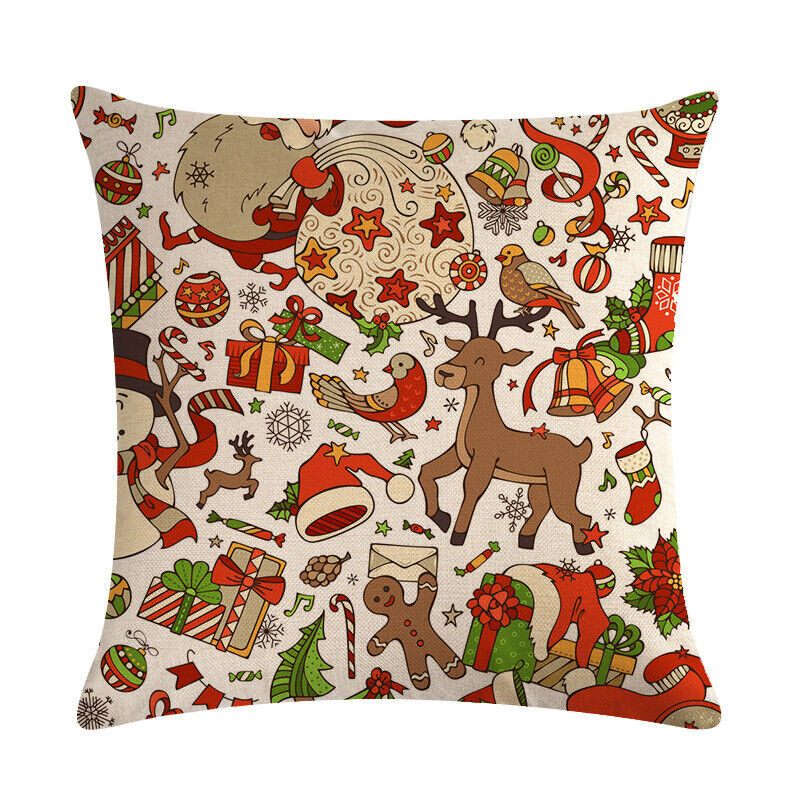 18" Cojines Merry Xmas Couch Throw Pillow Cover Case Home Sofa Decor Pillowslip Bowlift