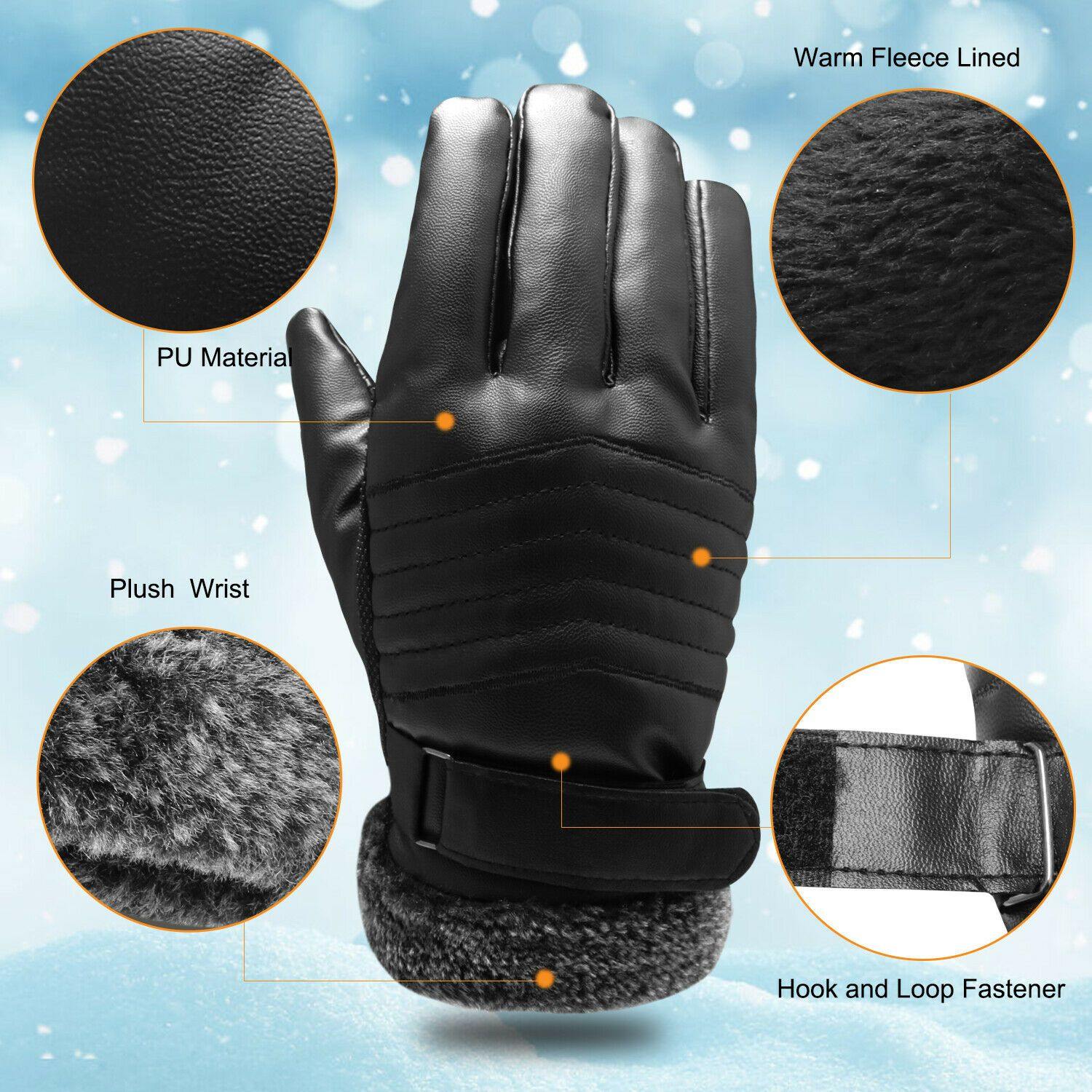 BowLift | -30℃ Waterproof, warm leather ski gloves for winter | Touchscreen compatible