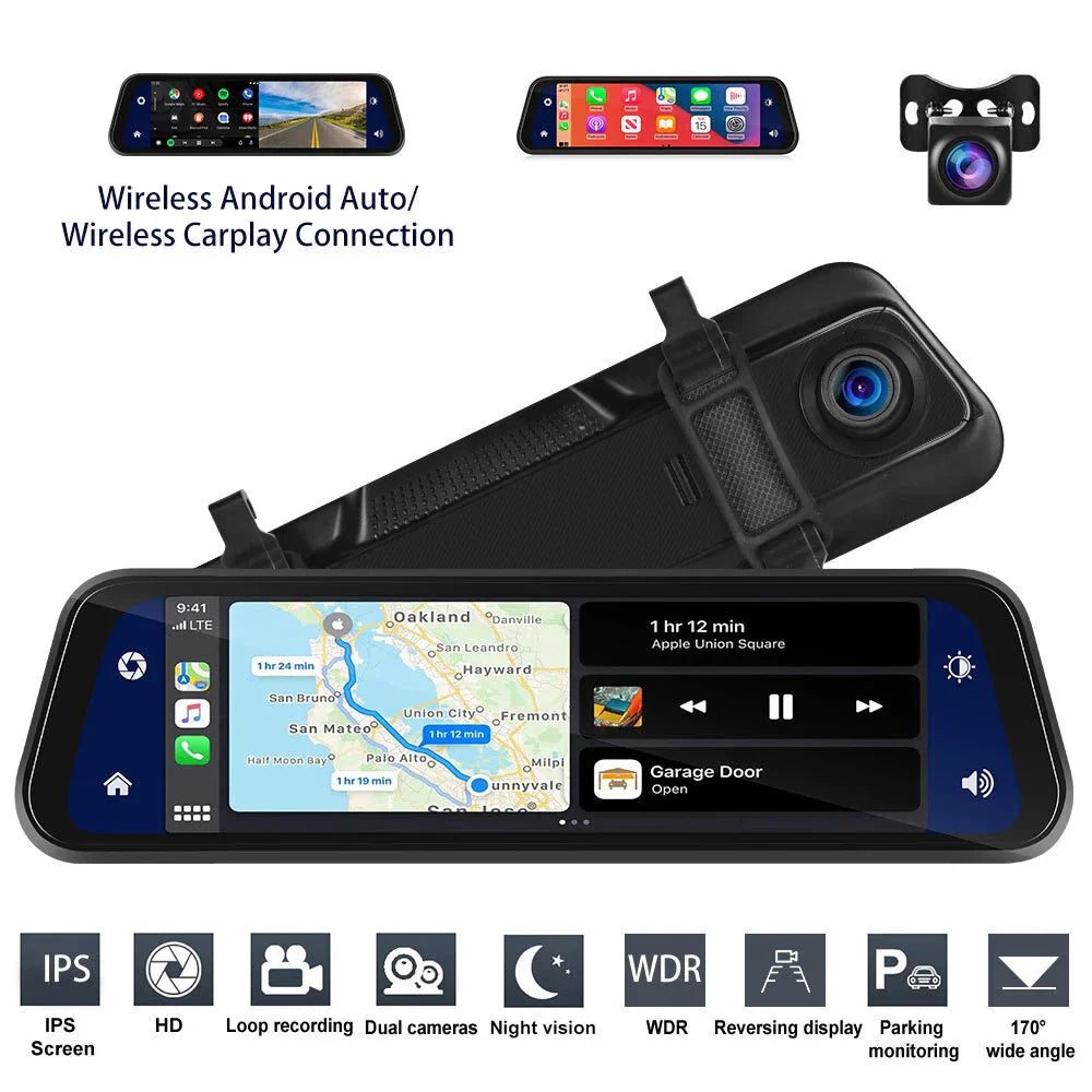 BowLift | Rearview Mirror Dash Cam 4K Front & Rear | CarPlay & Smart Driving Assistant