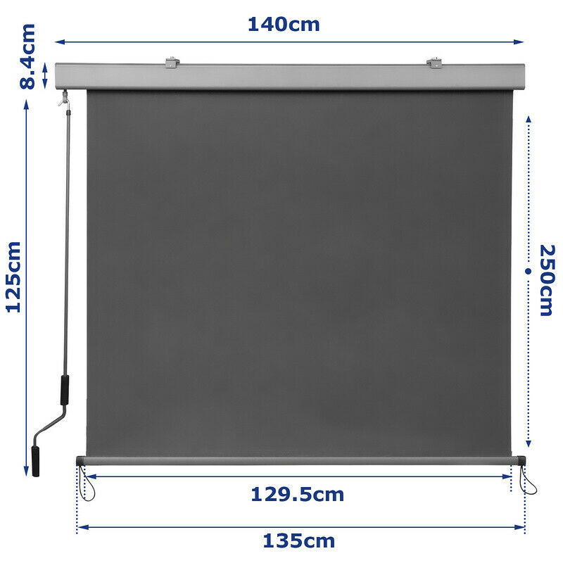 Vertical awning sun protection outdoor roller blind anthracite 2.5M*1.4M | Bowlift