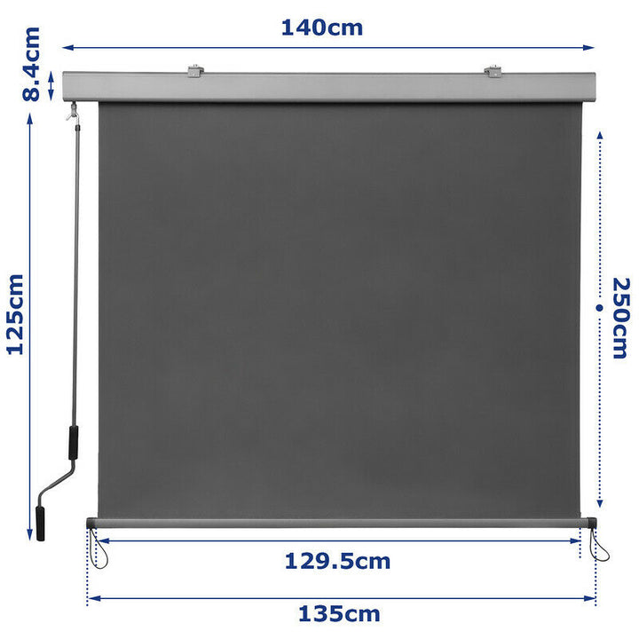 Vertical awning sun protection outdoor roller blind anthracite 2.5M*1.4M | Bowlift