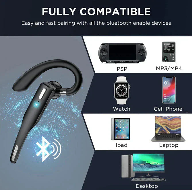 BowLift | Bluetooth 5.1 Noise Cancelling Headset | Dual Mic, Ergonomic Design & Hands-Free Calling for Professionals