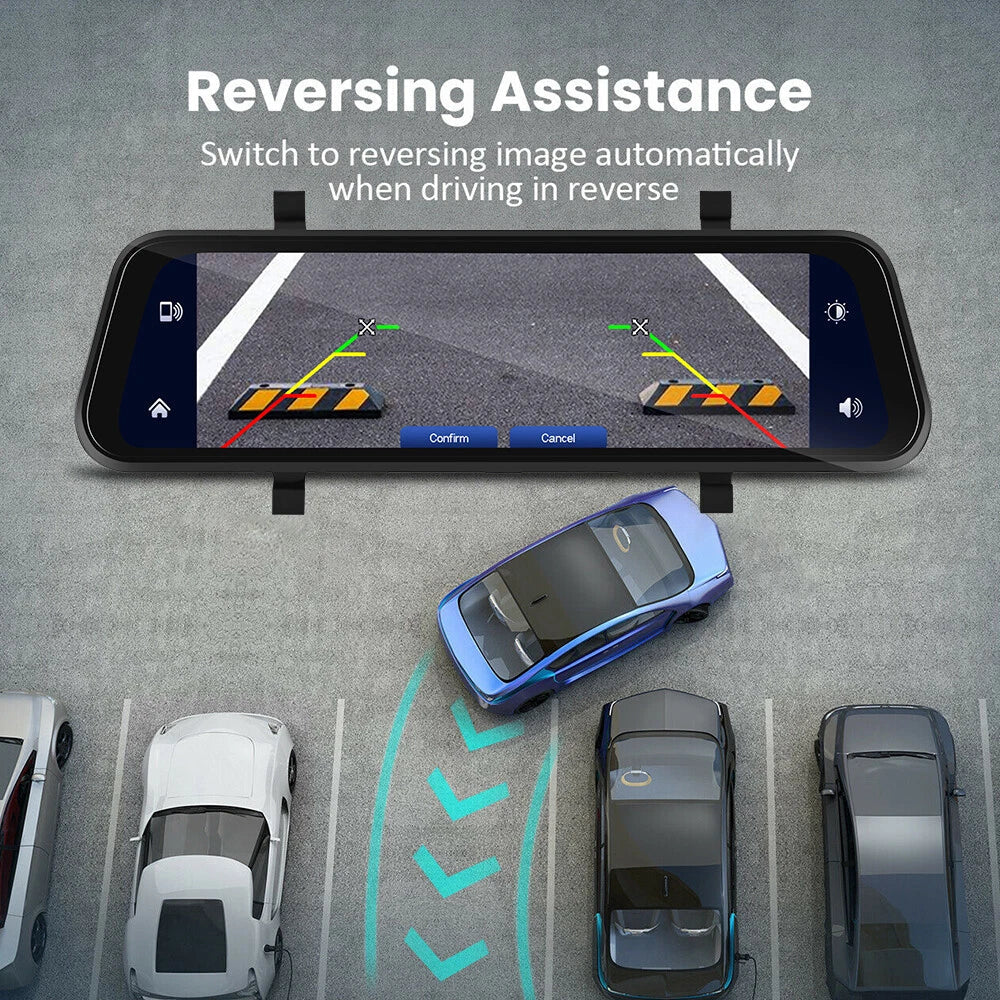 BowLift | Rearview Mirror Dash Cam 4K Front & Rear | CarPlay & Smart Driving Assistant