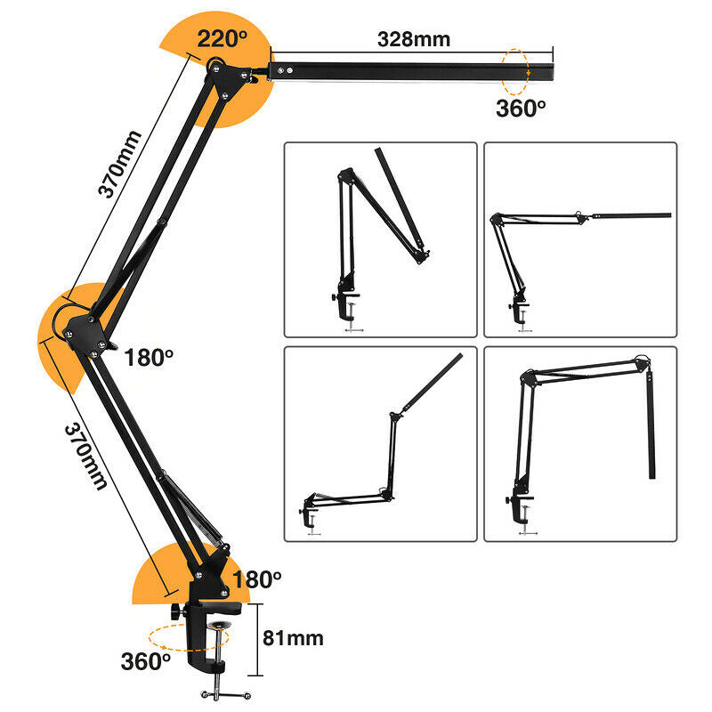 LED Desk Lamp Clamp Light Dimmable 10W | Bowlift