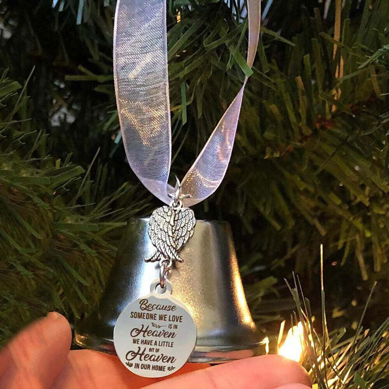 Christmas Tree Memorial Ornaments Angel Wings Bell Pendant Hanging Decoration | Bowlift