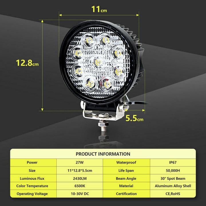LED Work Spotlight 6X 27W Spotlight | Bowlift