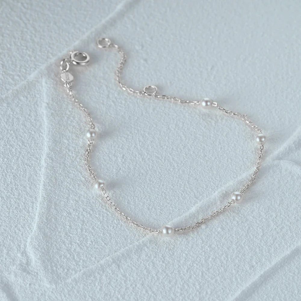 BowLift | S925 Dainty Satellite Pearl Chain Bracelet