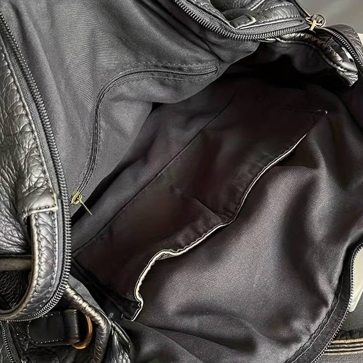 NoirClass - Elegant Black Leather Handbag Bowlift
