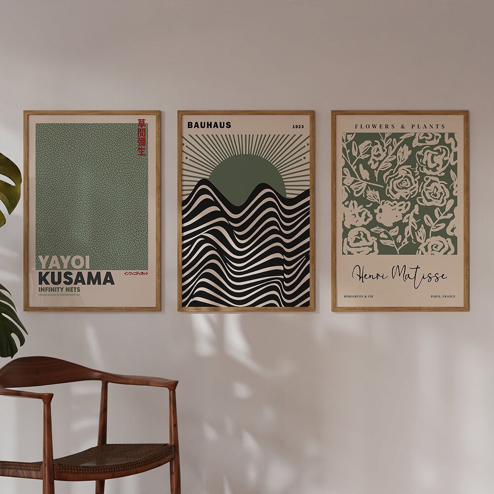 BowLift | Sage Green Matisse Yayoi Kusama Exhibition Poster