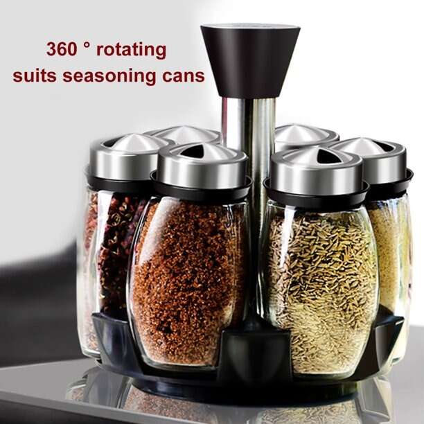 6Pcs Seasoning Spice Jar Rack 360 Rotating Bowlift