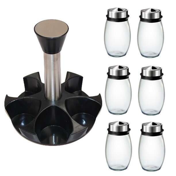 6Pcs Seasoning Spice Jar Rack 360 Rotating Bowlift
