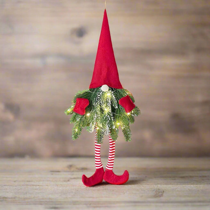BowLift | Santa Gnome with Christmas Wreath and Sparkling LED Lights – Perfect for Front Door, Wall, or Window Festive Magic