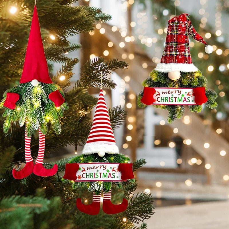 BowLift | Santa Gnome with Christmas Wreath and Sparkling LED Lights – Perfect for Front Door, Wall, or Window Festive Magic