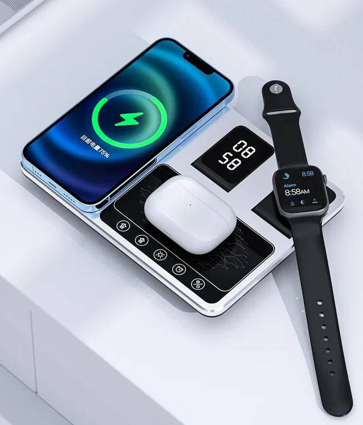 BowLift | EasyCharge - 4-in-1 Wireless Charging Station for iPhone, Apple Watch and AirPods - Fast and Efficient Charger
