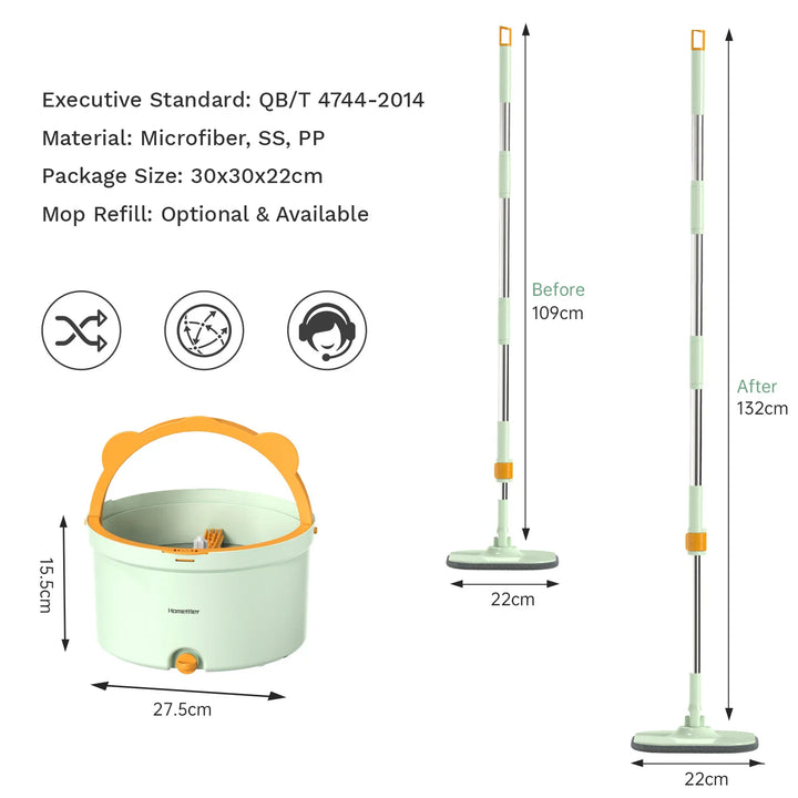 BowLift | Self-Rotating Flat Mop with Bucket - SpinMop