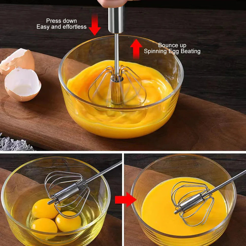 Semi-automatic Egg Beater Stainless Steel Whisk Press Type Egg Beater | Bowlift