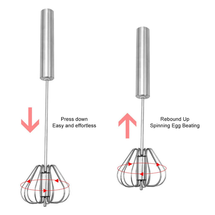 Semi-automatic Egg Beater Stainless Steel Whisk Press Type Egg Beater | Bowlift