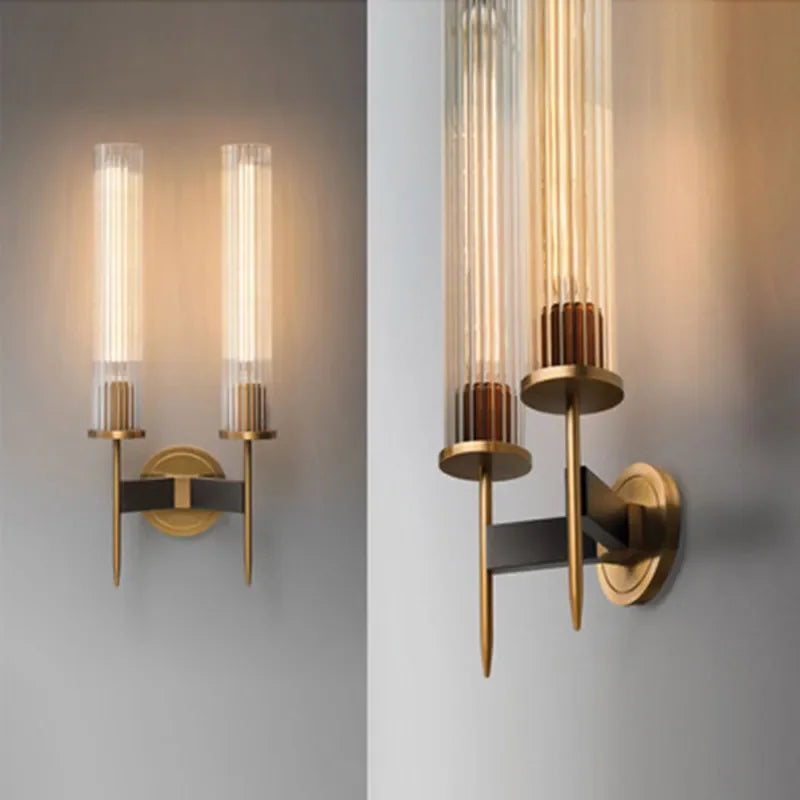 BowLift | Möni | Modern Wall Lamp with Ribbed Glass and Brass Finish