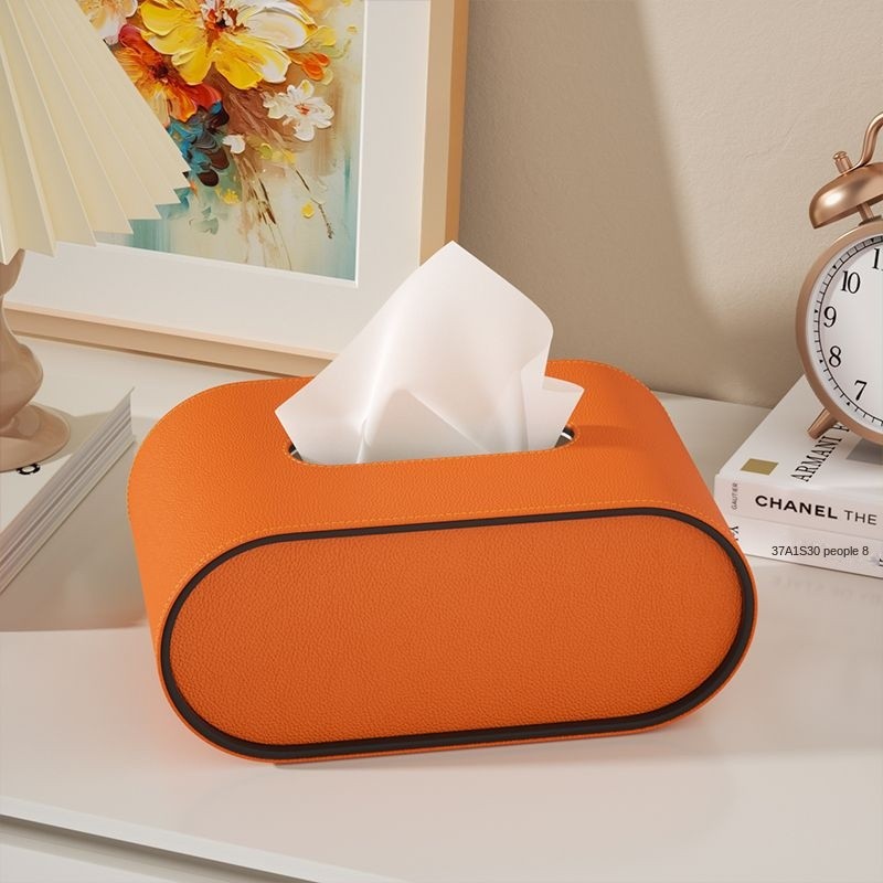 TissuLuxe Oval – Leather Kleenex Box Cover for Living Room, Car & Office | Bowlift