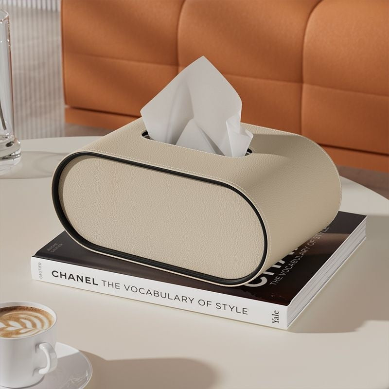 TissuLuxe Oval – Leather Tissue Box Cover for Living Room, Car & Office | Bowlift