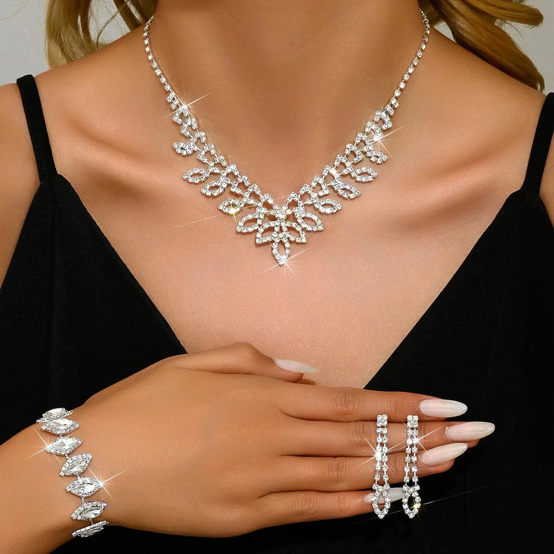 BowLift | Shimmering Oval Diamond Necklace, Bracelet, and Earring Set