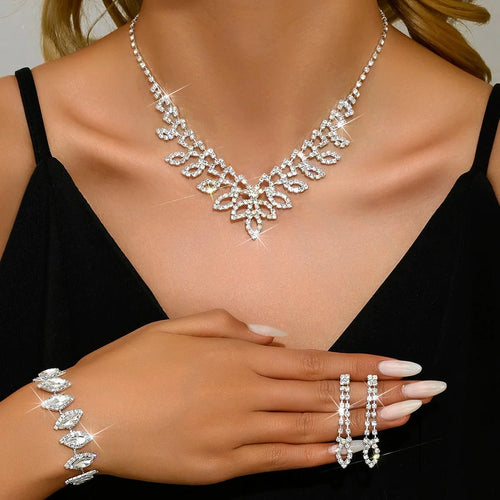 BowLift | Shimmering Oval Diamond Necklace, Bracelet, and Earring Set