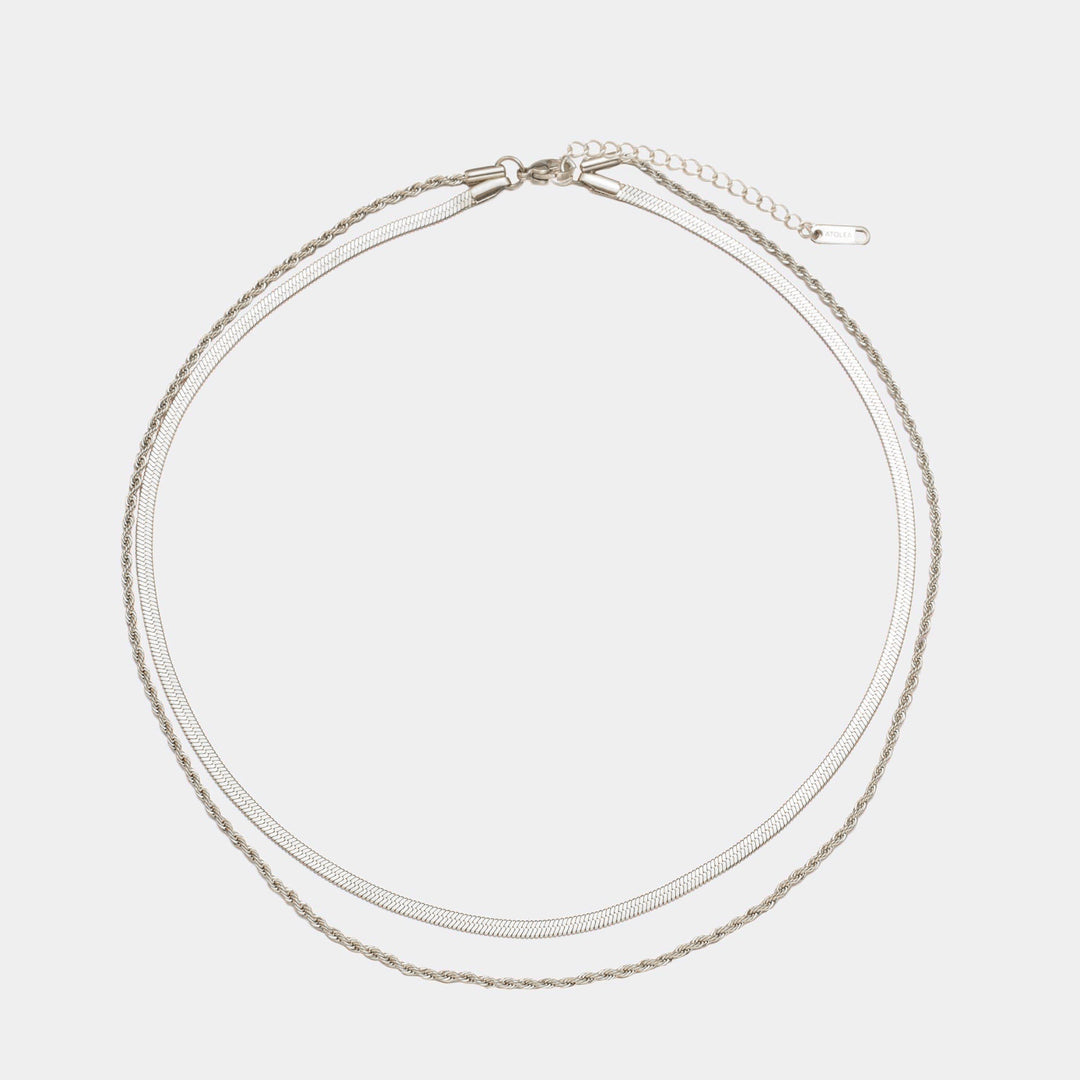 BowLift | Women’s Layered Necklace | Gold Herringbone Choker & Rope Chain | Waterproof