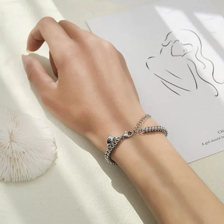 BowLift | Simple Couples Cuban Magnetic Heart Bracelet Set